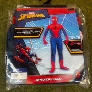 Marvel Spiderman Child Large 10-12 Costume Spandex Zentai Suit Mask Jazwares